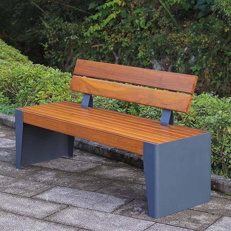 休闲防腐木座椅户外休息长椅带靠背长条凳室外广场小区实木公园椅