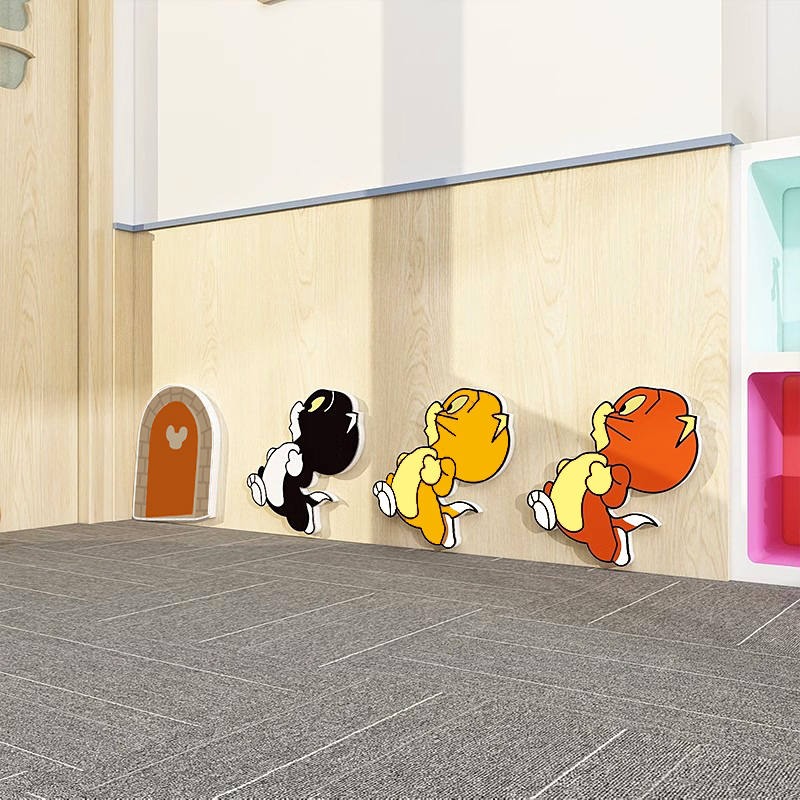 卡通动物墙贴男生儿童房间布置装饰画小女孩卧室改造背景墙面壁纸