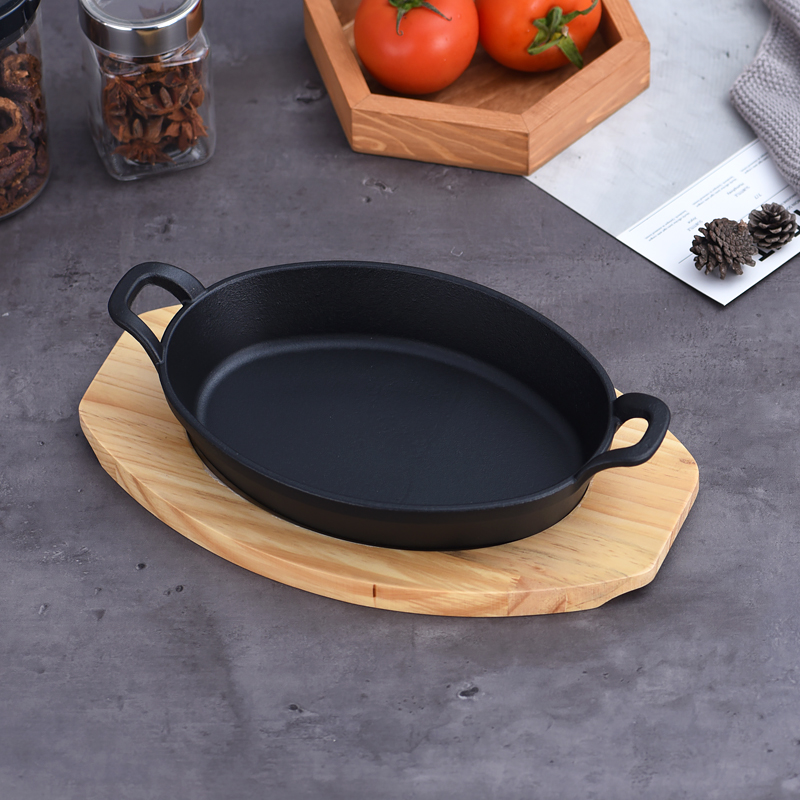 高档加厚铁板烧盘烤肉锅煎牛排西餐牛扒电磁炉烤盘商用家用圆形