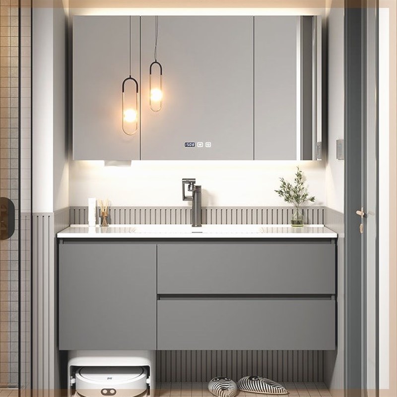 定制陶瓷一体盆浴室柜73CM83厘米93/103/113扫地机器人基站洗漱台