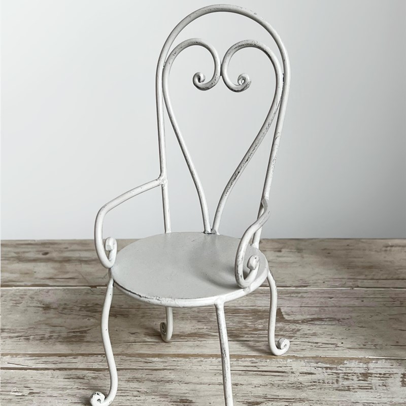 法式复古做旧铁艺迷你小椅子装饰花园杂货微景观装饰2色