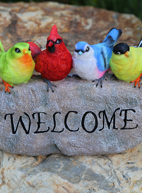 园庭院别墅 店铺装饰小鸟欢迎牌树脂园林造景