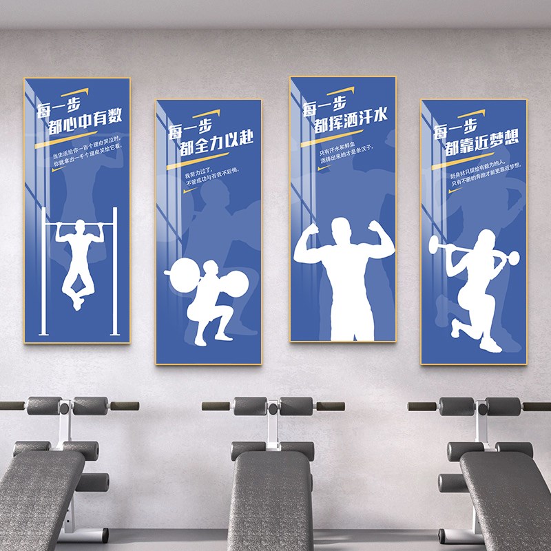 健身房装饰画健美励志海报美女马甲线肌肉男女图片宿舍壁纸墙贴画