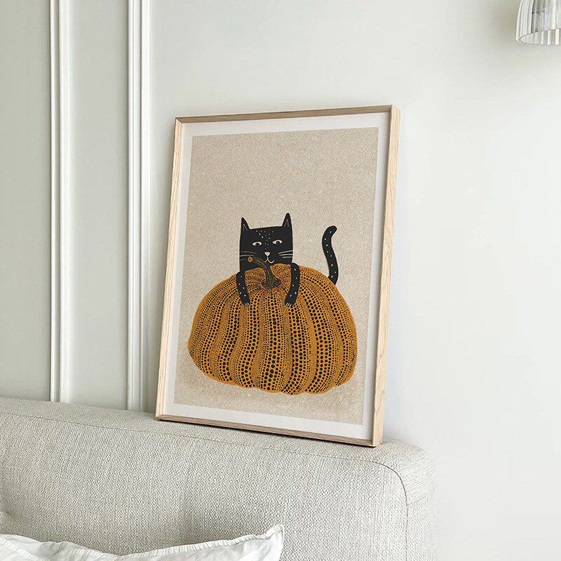 ZOYT淘气的小黑猫趣味艺术装饰画in风卧室房间墙挂画搞笑名画