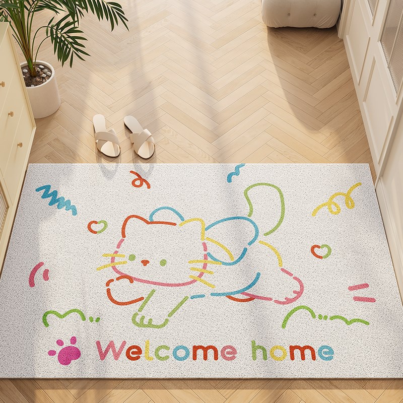 卡通可爱入户大门外丝圈地垫玄关进门口防滑垫子静音家用自由裁剪