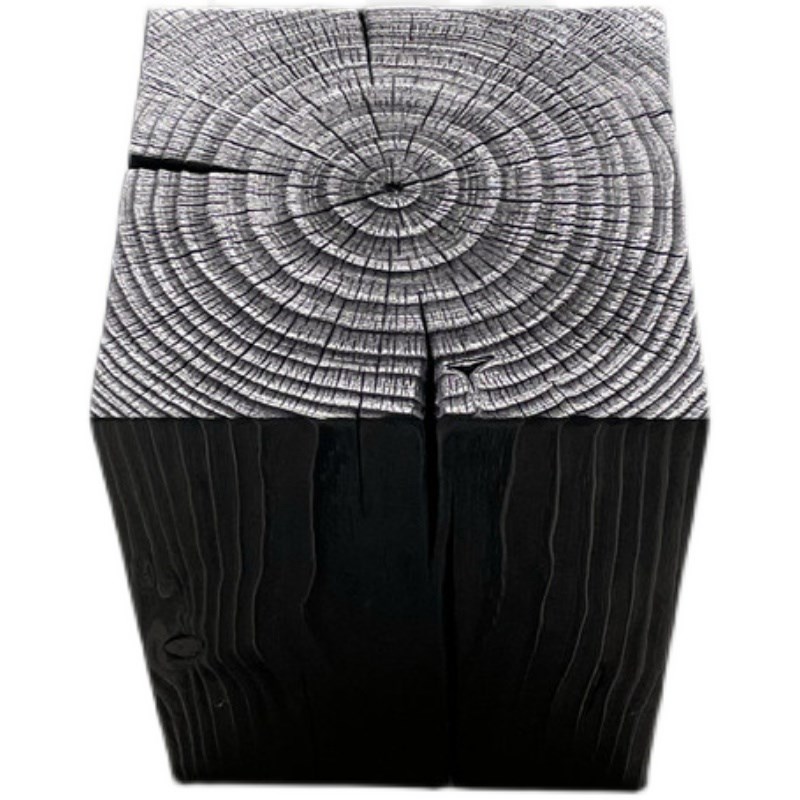 木出侘寂碳化黑色实木墩子雕塑底座民宿树桩创意家用矮凳边角几