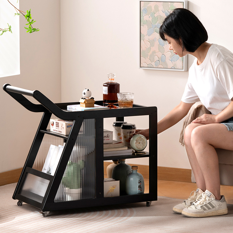 可移动边几小桌子沙发侧边柜茶几床头桌推车茶台巴士实木餐车客