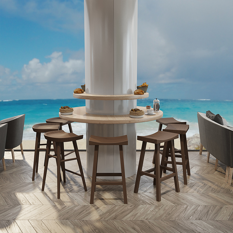 简域吧台椅实木吧椅复古高脚凳酒吧椅吧台凳桌椅高脚椅