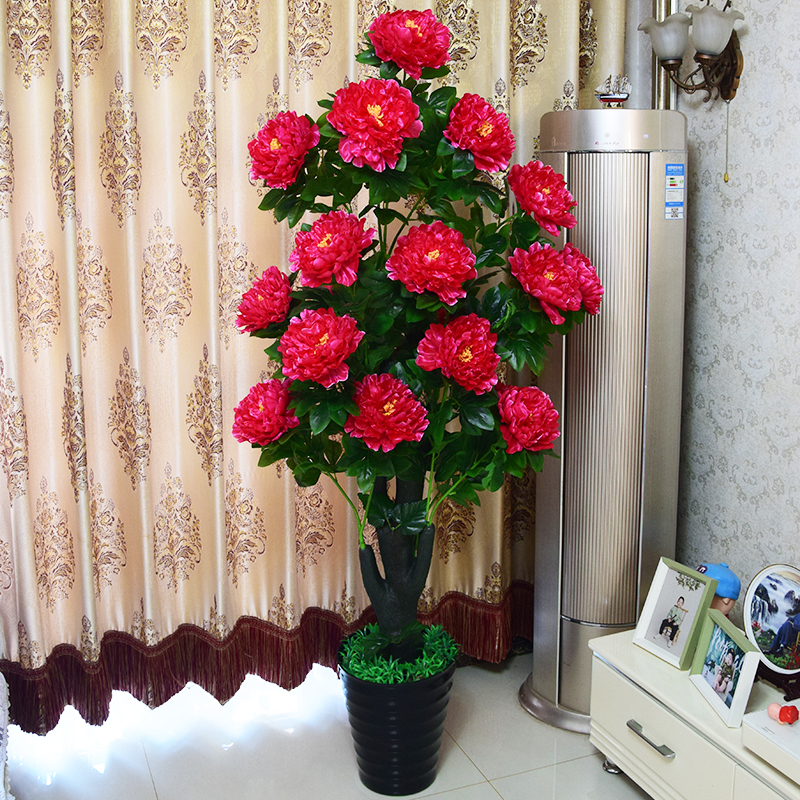 仿真绿植造景牡丹花假花客厅装饰花假树大型落地树办公室客厅摆件