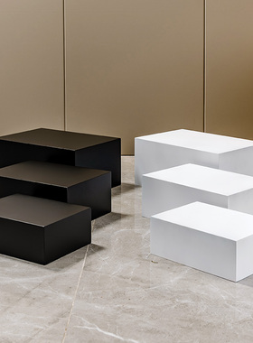 客厅装饰品树脂黑色白色圆形方形圆柱体落地加高增高底座底托