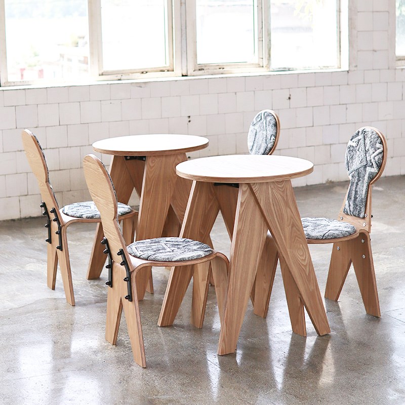 祁人原餐椅桌椅现代几何感烘焙甜品店商用圆桌洽谈咖啡厅馆