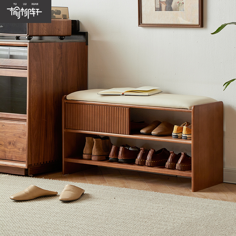 实木换鞋凳家用门口进门鞋架可坐式穿鞋凳进门凳入户鞋柜坐凳一体