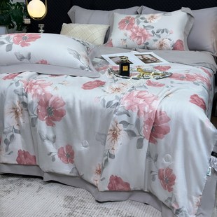 薄被子双面丝滑轻奢风 高端莱赛尔天丝夏凉被四件套冰丝空调被夏季