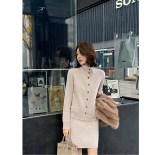 Rowan 丨重磅100%绵羊毛春季慵懒感毛衣针织衫&半裙套装两件套女