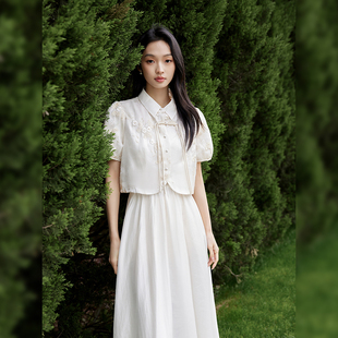 t恤女中長(zhǎng)款 兩件套連衣裙短袖 半身裙套裝 新中式