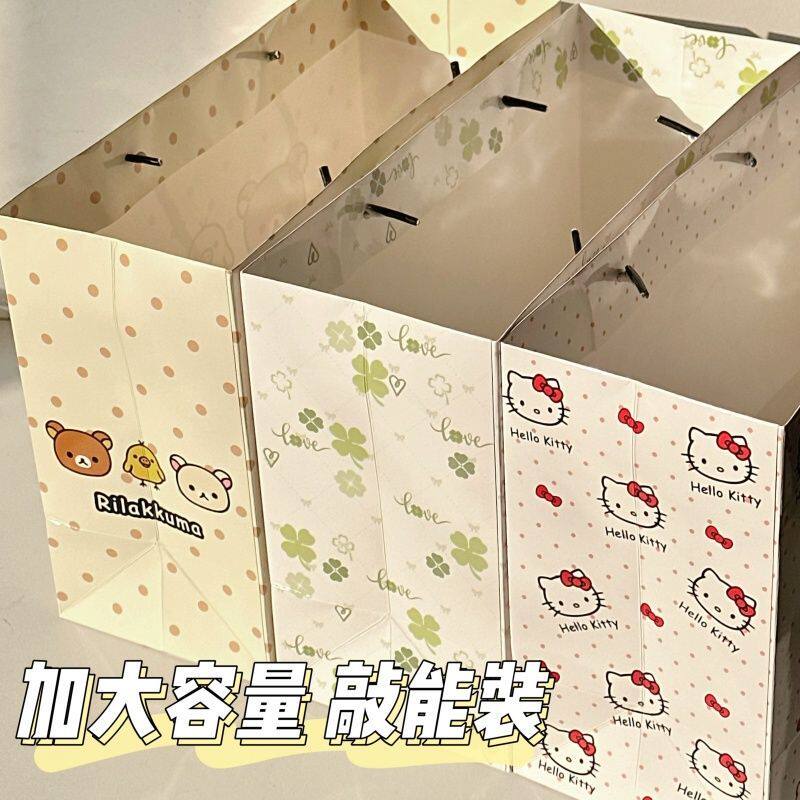 新款卡通礼品袋diy长方形加厚包装袋ins风高颜值手提袋大容量纸袋