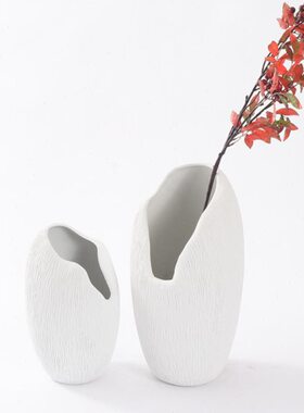 新中式陶瓷花瓶摆件家居客厅电视柜柜软装饰品白色极简瓷器摆设品