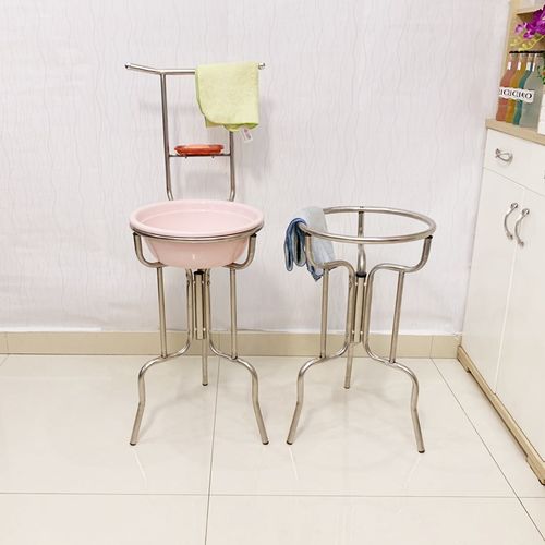 不锈钢老式洗脸盆架子面盆架浴室家用洗脸架多功能落地中式脸盆架