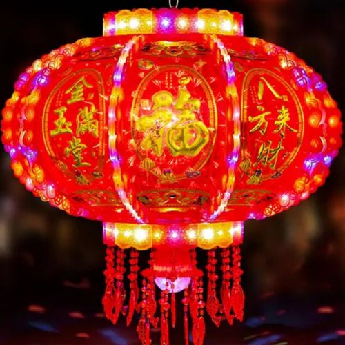 新款七彩旋转走马灯笼挂件走马灯阳台大门口宫灯挂件元旦新年装饰