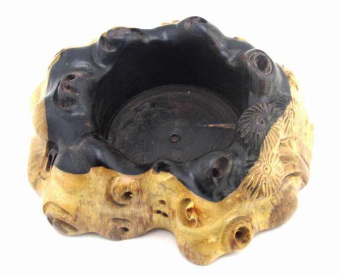 实木烟灰缸红木根雕烟缸复古随形创意家用黑檀木烟灰缸礼品烟缸