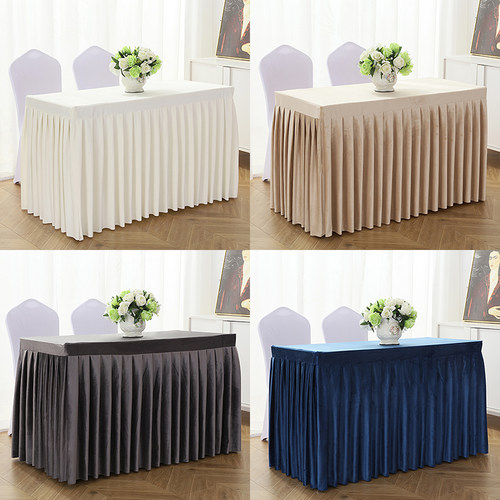 定制会议桌桌布长方形绒布高档酒店会议室长条桌套罩办公签到台裙