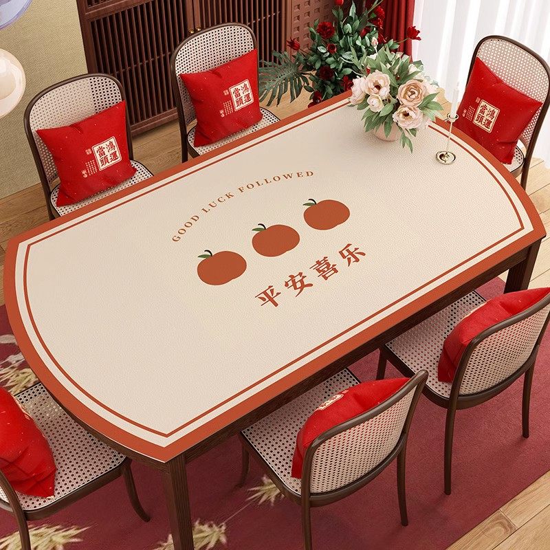 防水防油椭圆形餐桌垫龙年氛围感pvc防烫桌面保护垫折叠圆桌桌布,居家布艺,桌布,淘宝优惠券,粉丝福利购,淘宝优惠卷