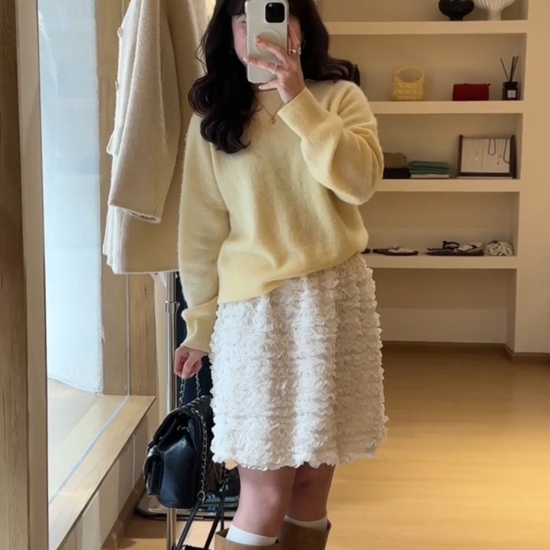 慵懒风高级感气质绝美黄色针织毛衣女2026春季新款大码胖mm打底衫,女装/女士精品,大码内搭,淘宝优惠券,粉丝福利购,淘宝优惠卷