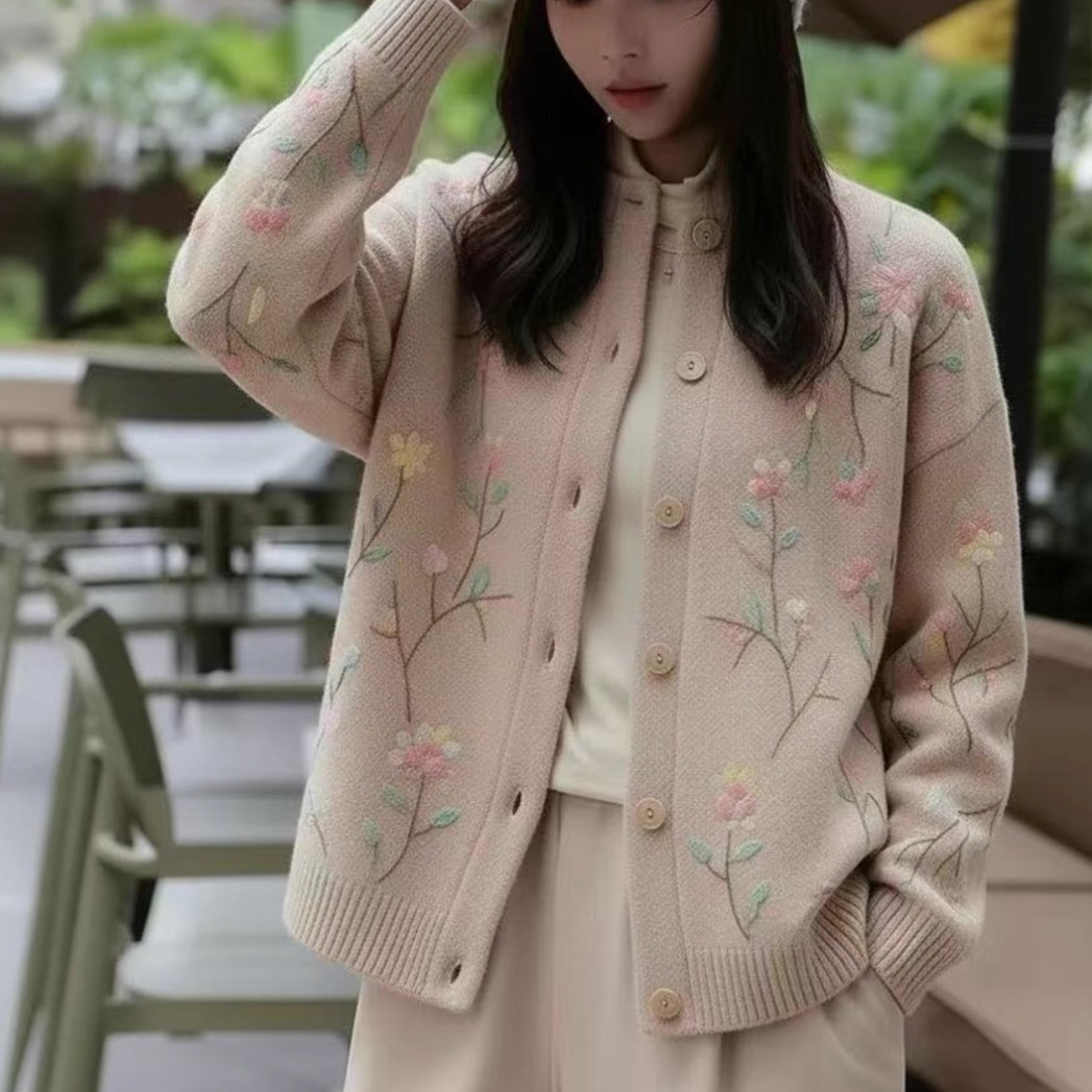 新中式国风女装宽松软糯针织毛衣