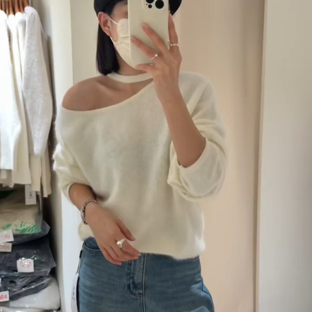 2025年新款简约气质挂脖露肩上衣
