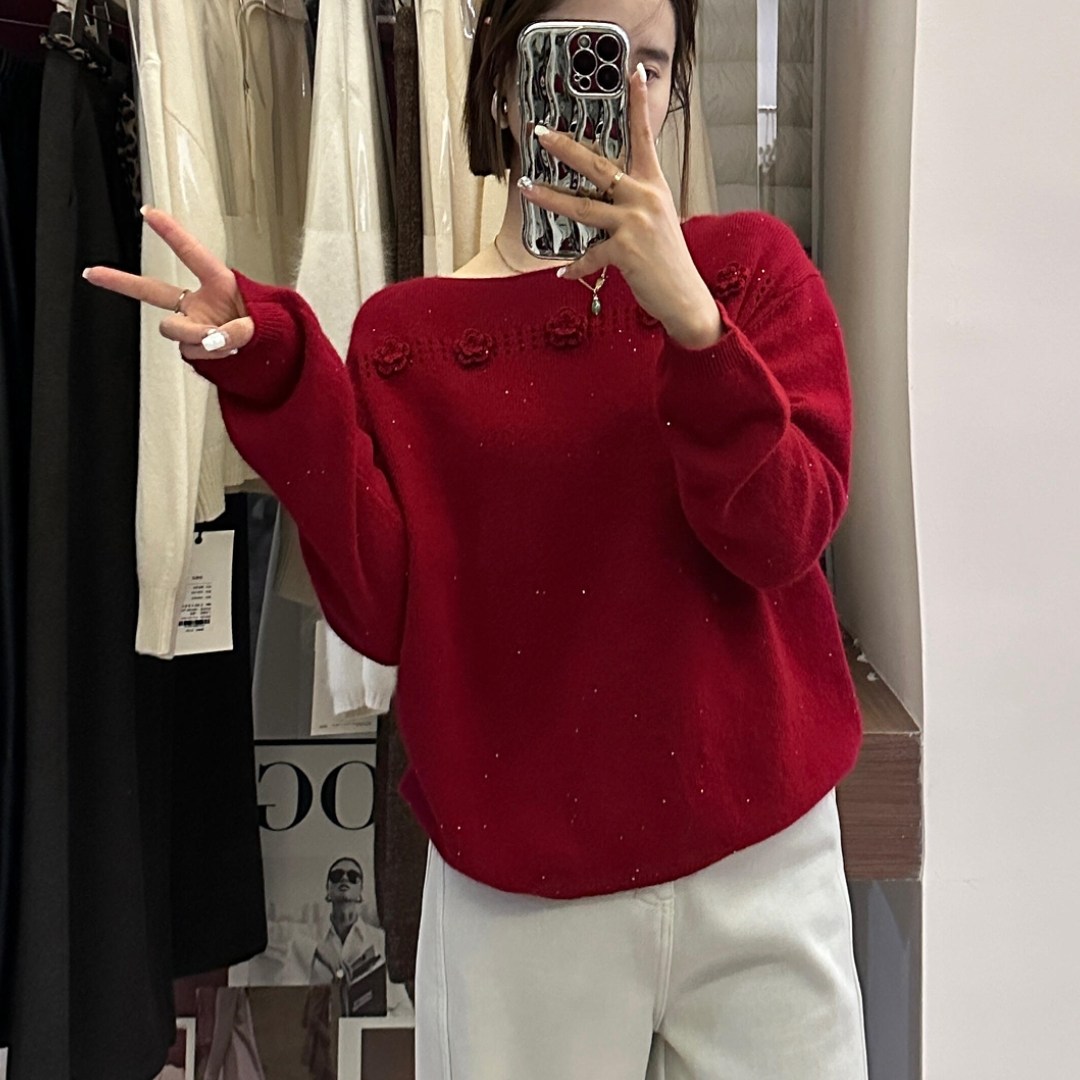 圣诞新年设计款红色毛衣女秋冬新款马年本命年宽松显瘦小个子上衣,女装/女士精品,大码内搭,淘宝优惠券,粉丝福利购,淘宝优惠卷