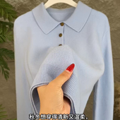 韩系polo翻领套头针织衫 简约时尚 秋冬胖mm大码 2025新款 女装 上衣潮