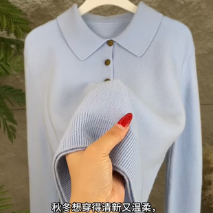2025新款韩系polo翻领套头针织衫简约时尚秋冬胖mm大码女装上衣潮