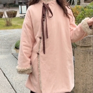 蝴蝶结系带斜襟立领棉衣棉袄外套 新中式 国风复古新年战袍冬季 新款