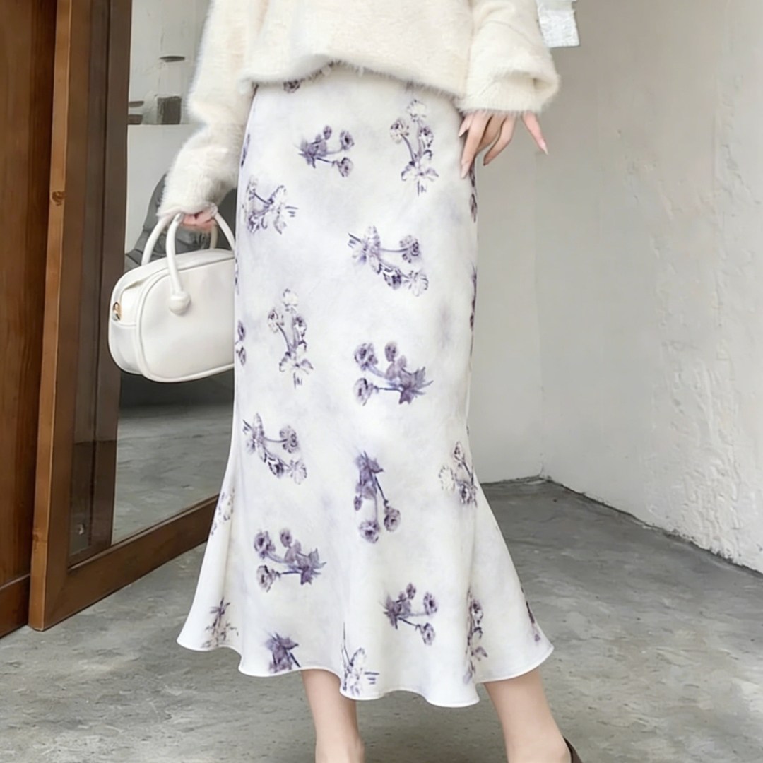 阁脂家新中式女装复古清冷感国风碎花半身裙高端气质显瘦鱼尾长裙,女装/女士精品,大码半身裙,淘宝优惠券,粉丝福利购,淘宝优惠卷