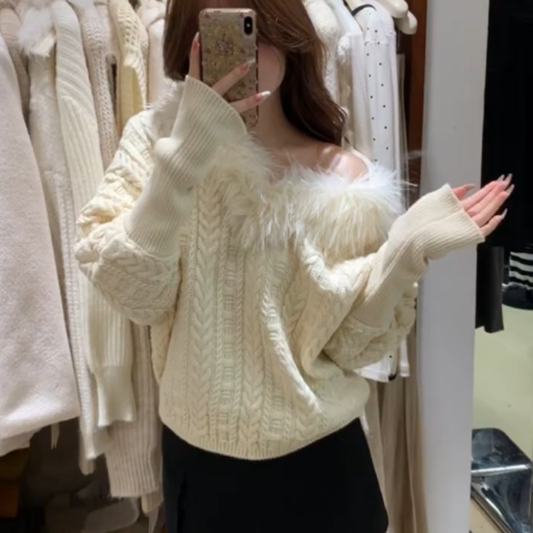 法式高级感气质轻奢蝙蝠袖麻花短款毛衣秋冬女士优雅保暖针织上衣,女装/女士精品,大码内搭,淘宝优惠券,粉丝福利购,淘宝优惠卷