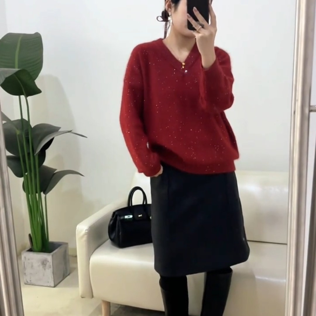 慵懒风高级感复古宽松显瘦针织毛衣女2026新款大码胖mm套头针织衫,女装/女士精品,大码内搭,淘宝优惠券,粉丝福利购,淘宝优惠卷