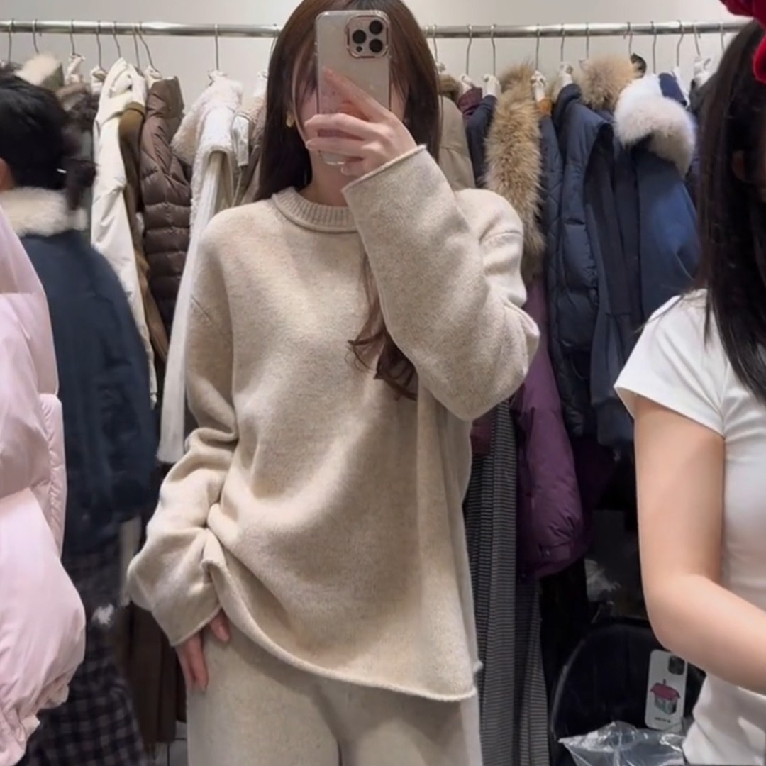 慵懒风高级感套头针织毛衣女2025冬季新款简约休闲宽松大码上衣潮,女装/女士精品,大码内搭,淘宝优惠券,粉丝福利购,淘宝优惠卷