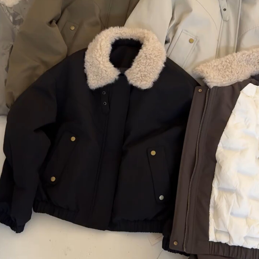 韩系高级感巨好看毛领派克服冬季