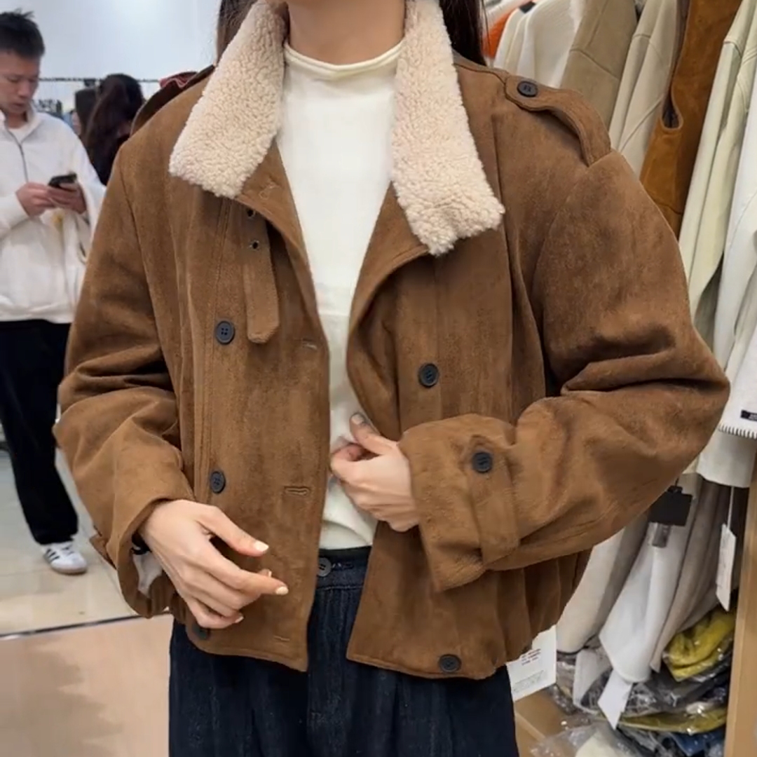 立领皮毛一体小个子加厚保暖外套