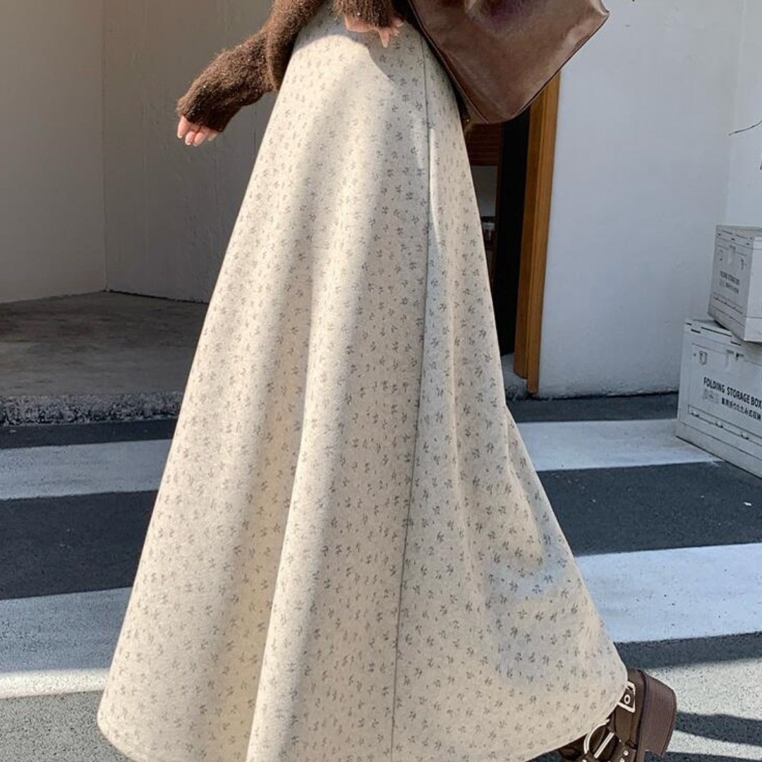 欧货高端设计师款毛呢碎花半身裙女2026春季新款高腰显瘦大摆长裙,女装/女士精品,大码半身裙,淘宝优惠券,粉丝福利购,淘宝优惠卷