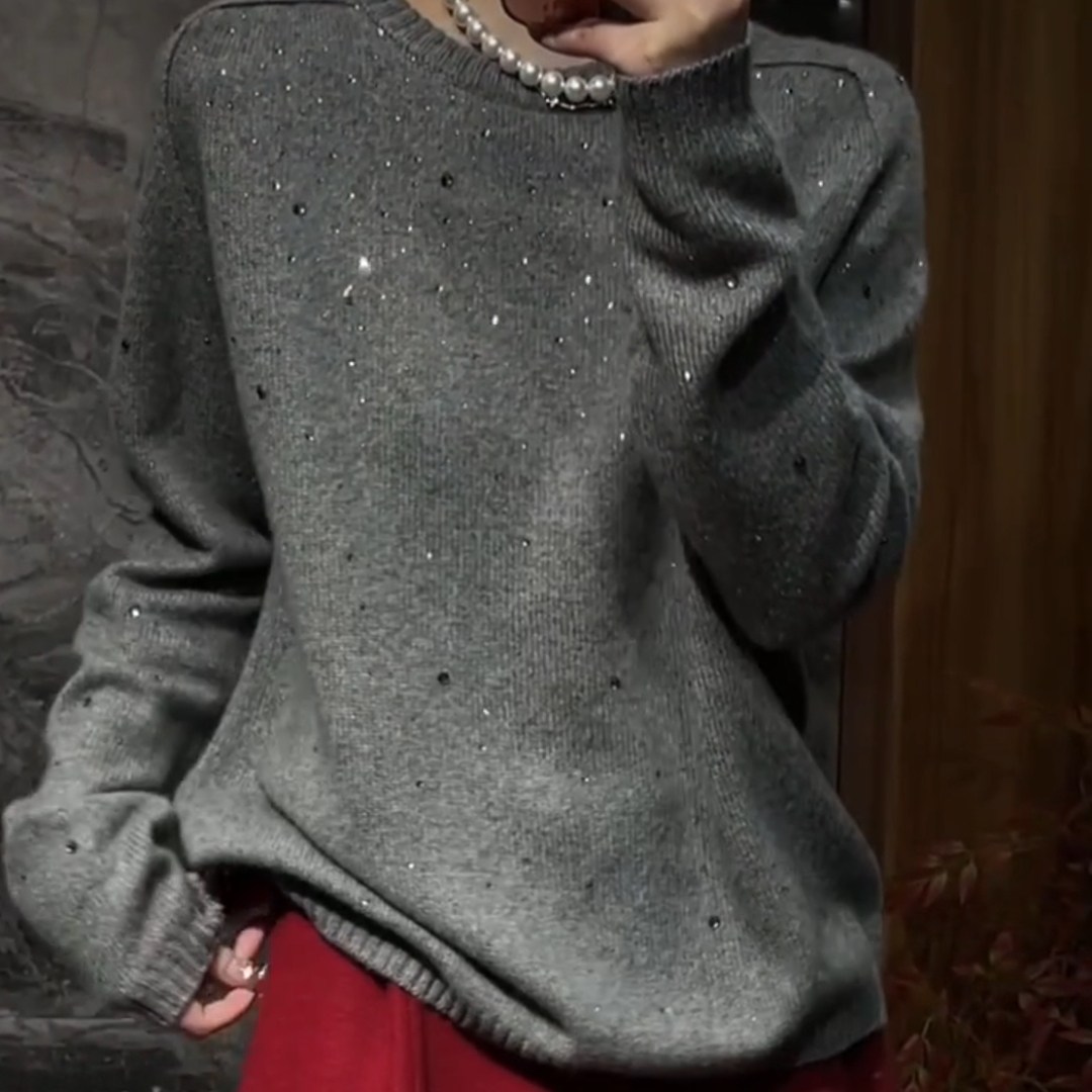 慵懒风高级感灰色套头针织毛衣女款2025新款独特软糯宽松上衣秋冬,女装/女士精品,大码内搭,淘宝优惠券,粉丝福利购,淘宝优惠卷