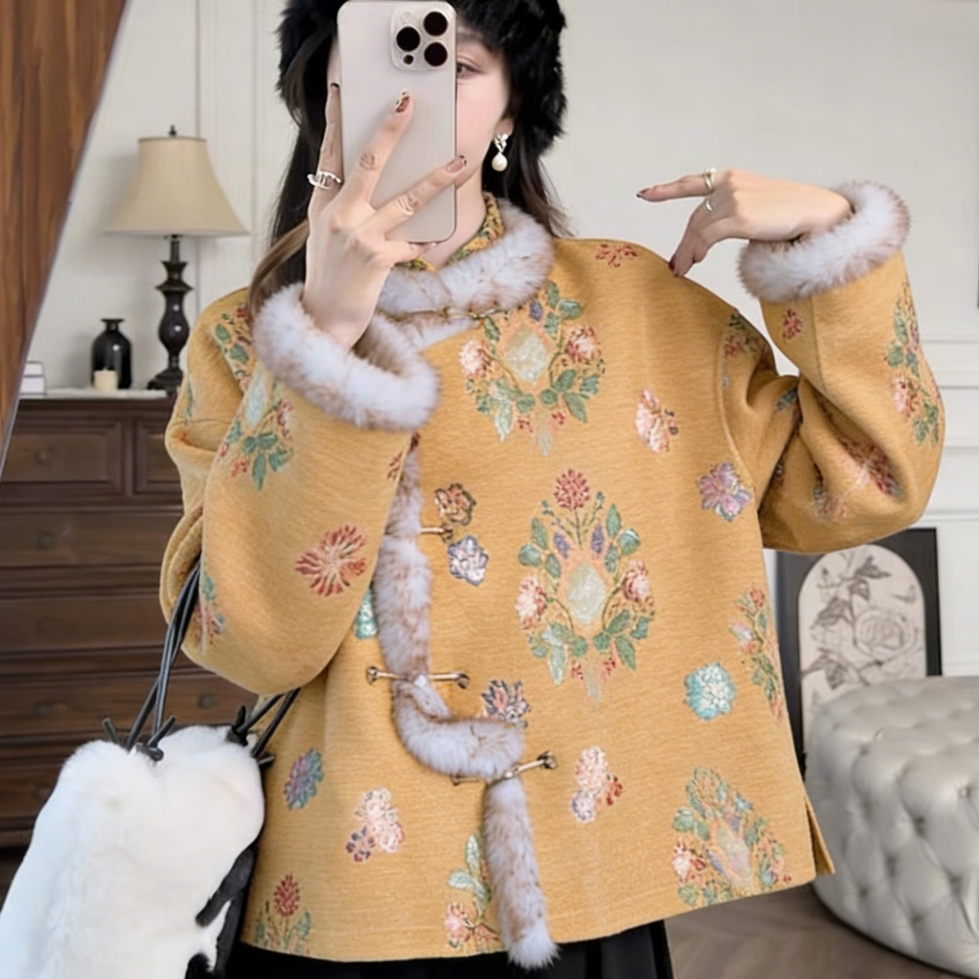 新中式加绒保暖大码外套过年必备