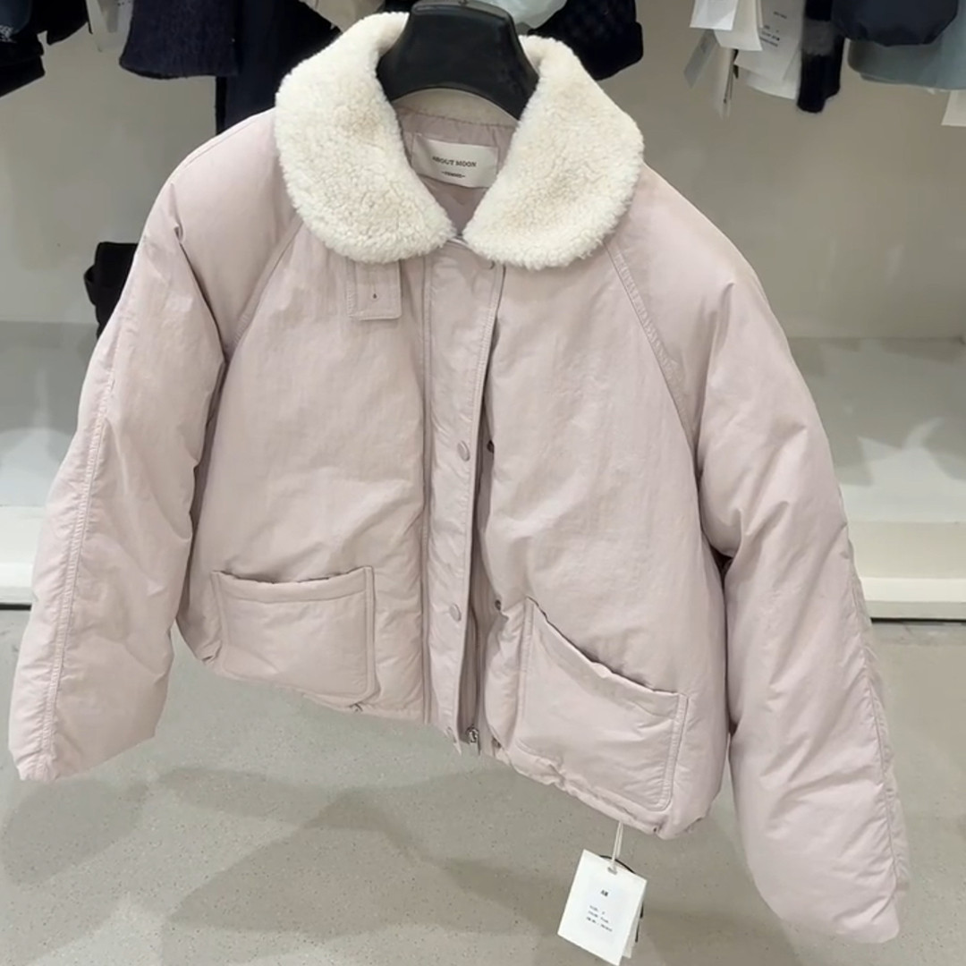 羊羔毛短款棉服派克服毛毛外套冬