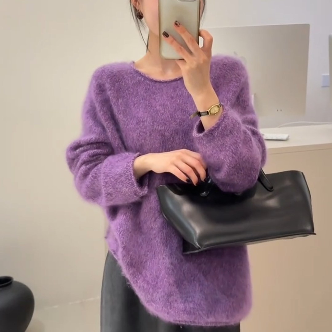 高级感复古轻奢软糯圆领毛衣秋冬季简约通勤减龄小个子百搭针织衫,女装/女士精品,大码内搭,淘宝优惠券,粉丝福利购,淘宝优惠卷