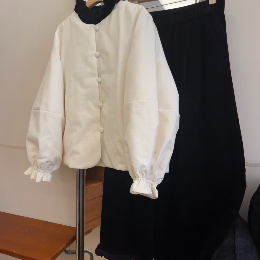 轻熟风简约宽松胖mm大码棉服外套