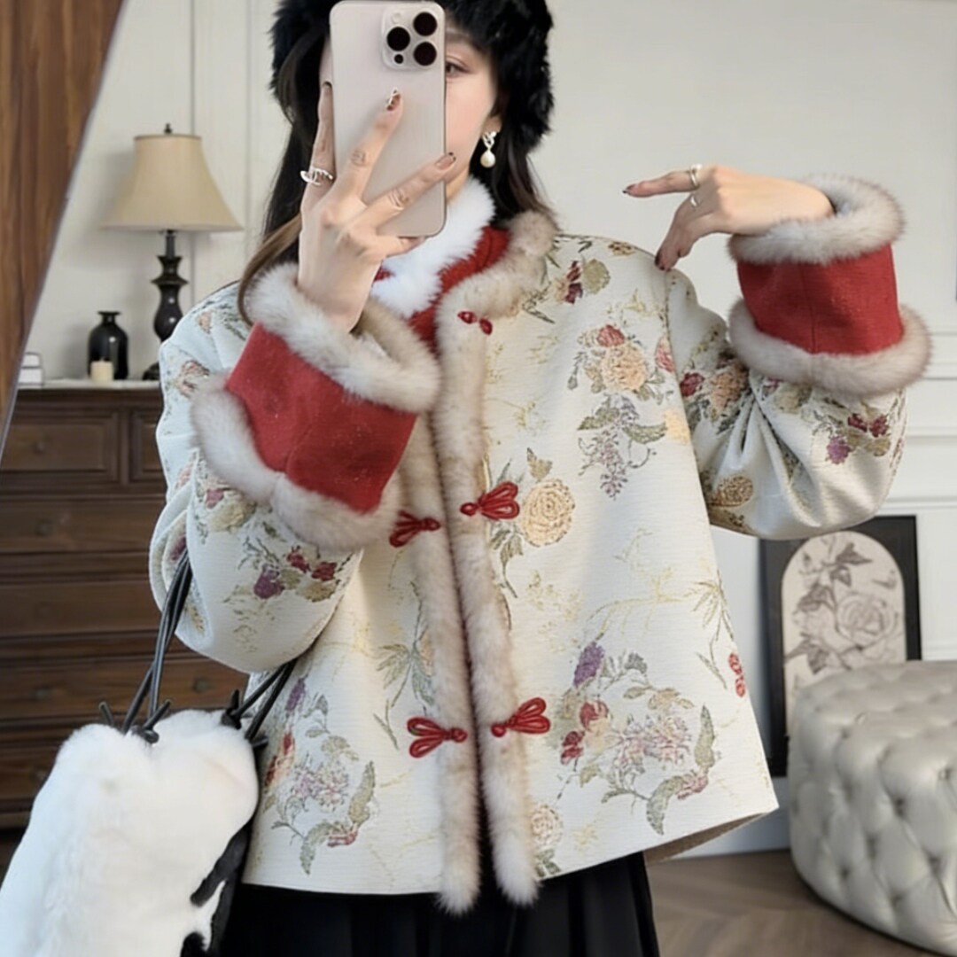 国风新中式复古新年战袍改良旗袍加绒加厚提花外套女2025冬季新款,女装/女士精品,大码内搭,淘宝优惠券,粉丝福利购,淘宝优惠卷