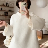 今年流行独漂亮国风清冷感文艺复古白色打底衫 新中式 宽松斜襟上衣