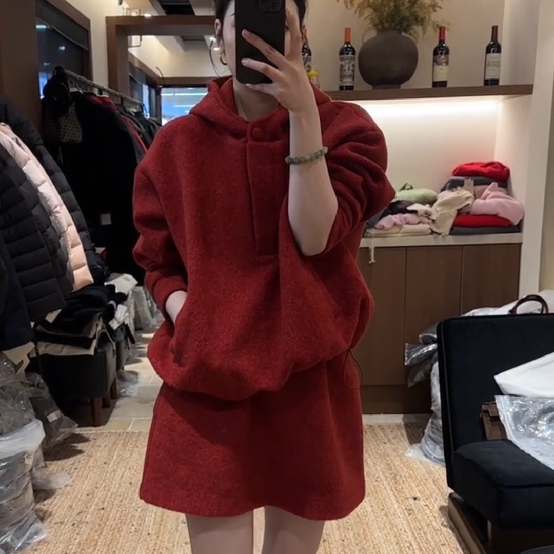 慵懒风高级感红色连帽针织卫衣女2025新款爆款加厚保暖上衣外套潮,女装/女士精品,大码内搭,淘宝优惠券,粉丝福利购,淘宝优惠卷