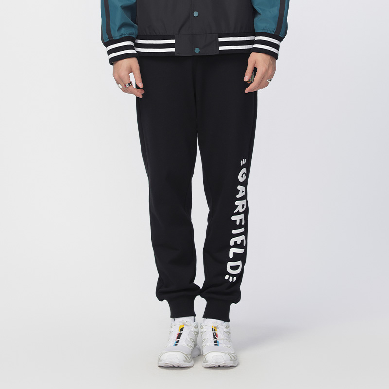 Fun潮牌休闲男裤2025年夏季加菲猫联名字母印花简约百搭束脚裤