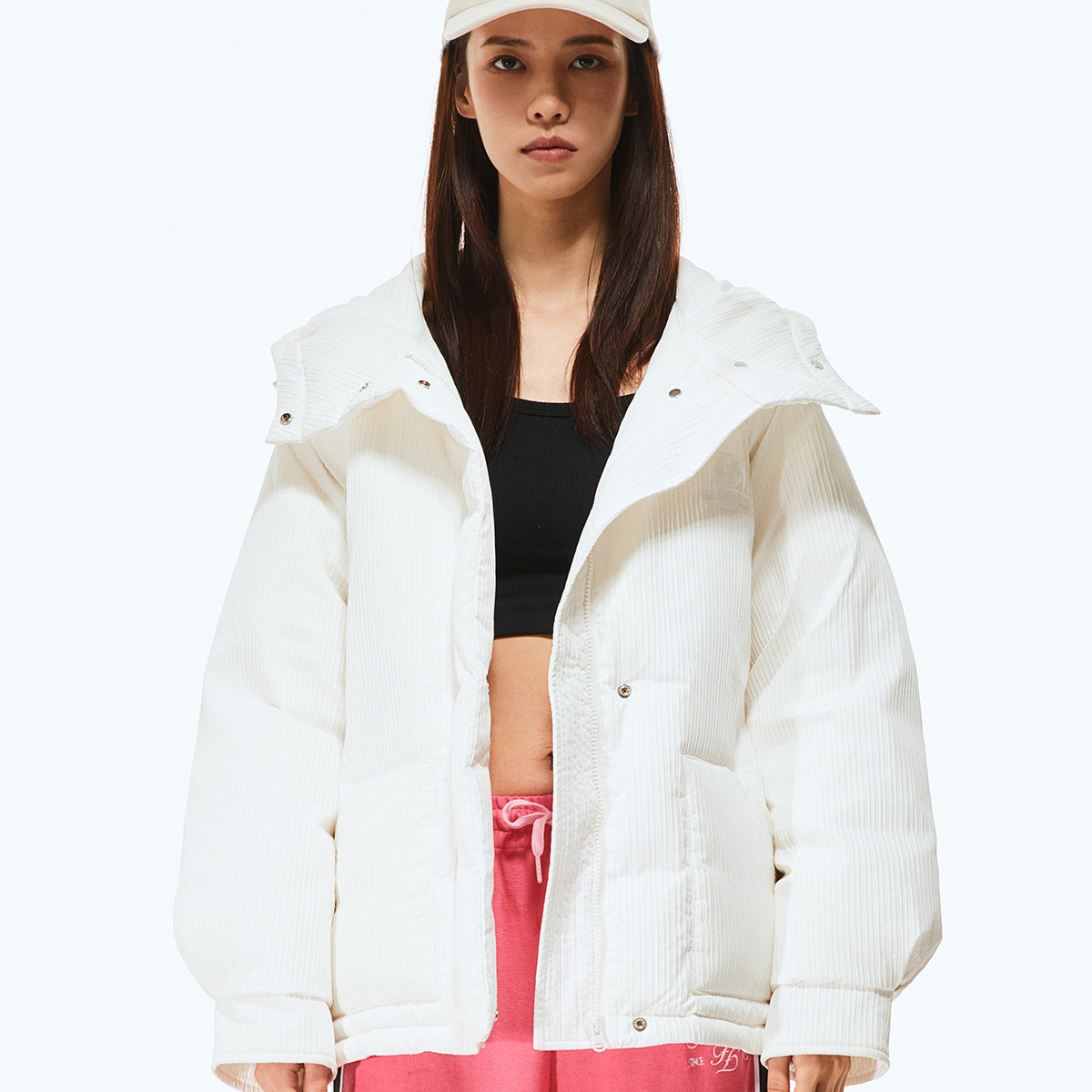 Fun潮牌羽绒服男女款2025年秋冬新款宽松休闲百搭连帽面包服外套